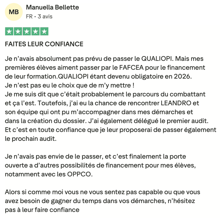 Avis Trustpilot vérifié — Manuella, équipe de confiance, anti-charlatans